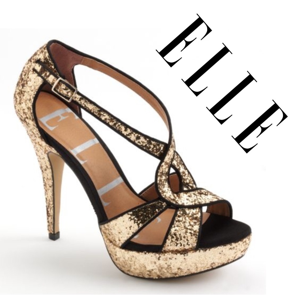 Elle Black & Gold Glitter High heels